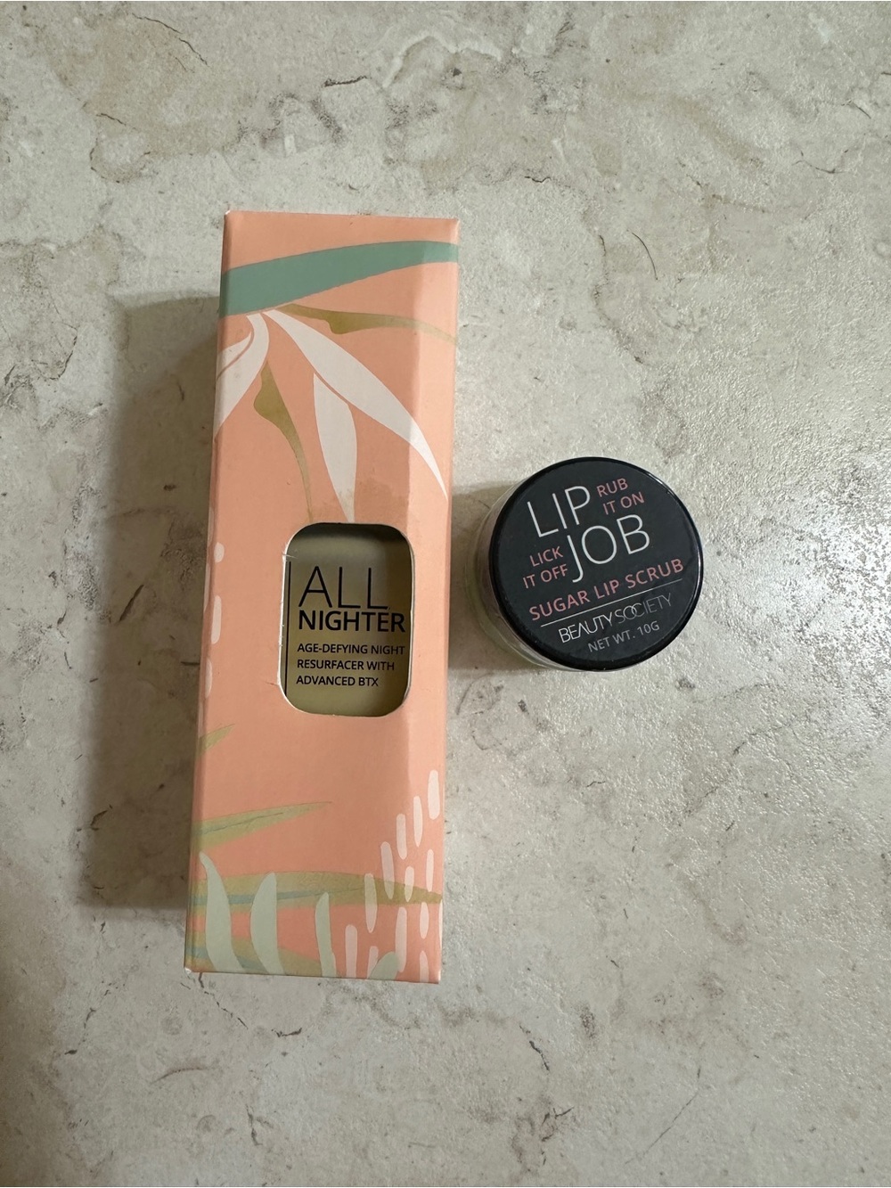 Lip Sugar Scrub and All Nighter Resurfacer- by Beauty Society